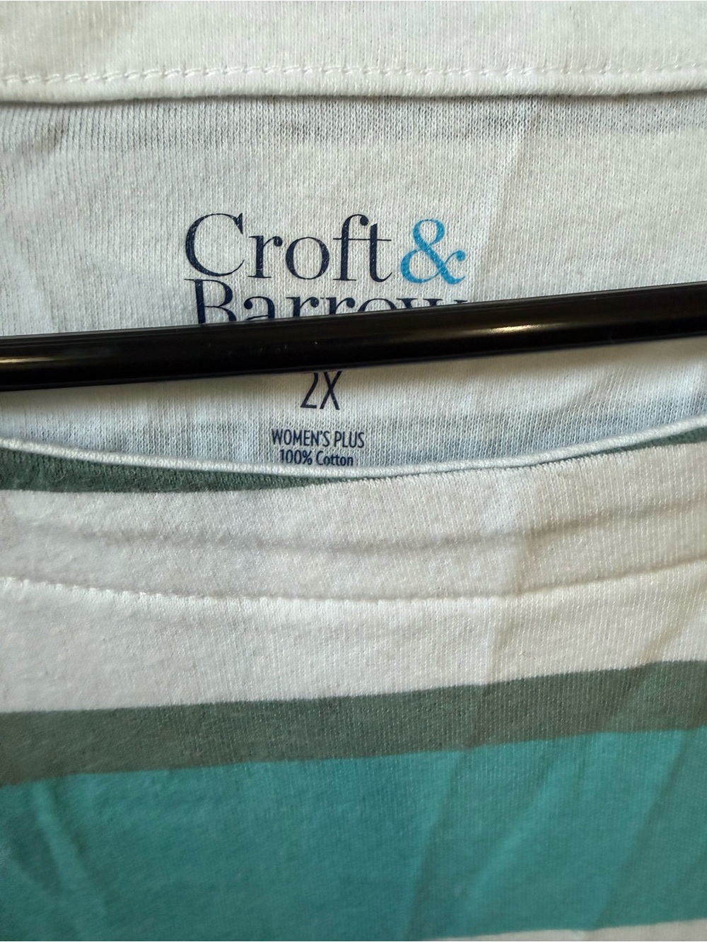 Croft & Barrow Striped Plus Tee in White, Teal & Olive